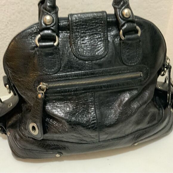 Hype Women's Black Soft Leather Studded Tote Satchel hobo bag - Picture 7 of 15